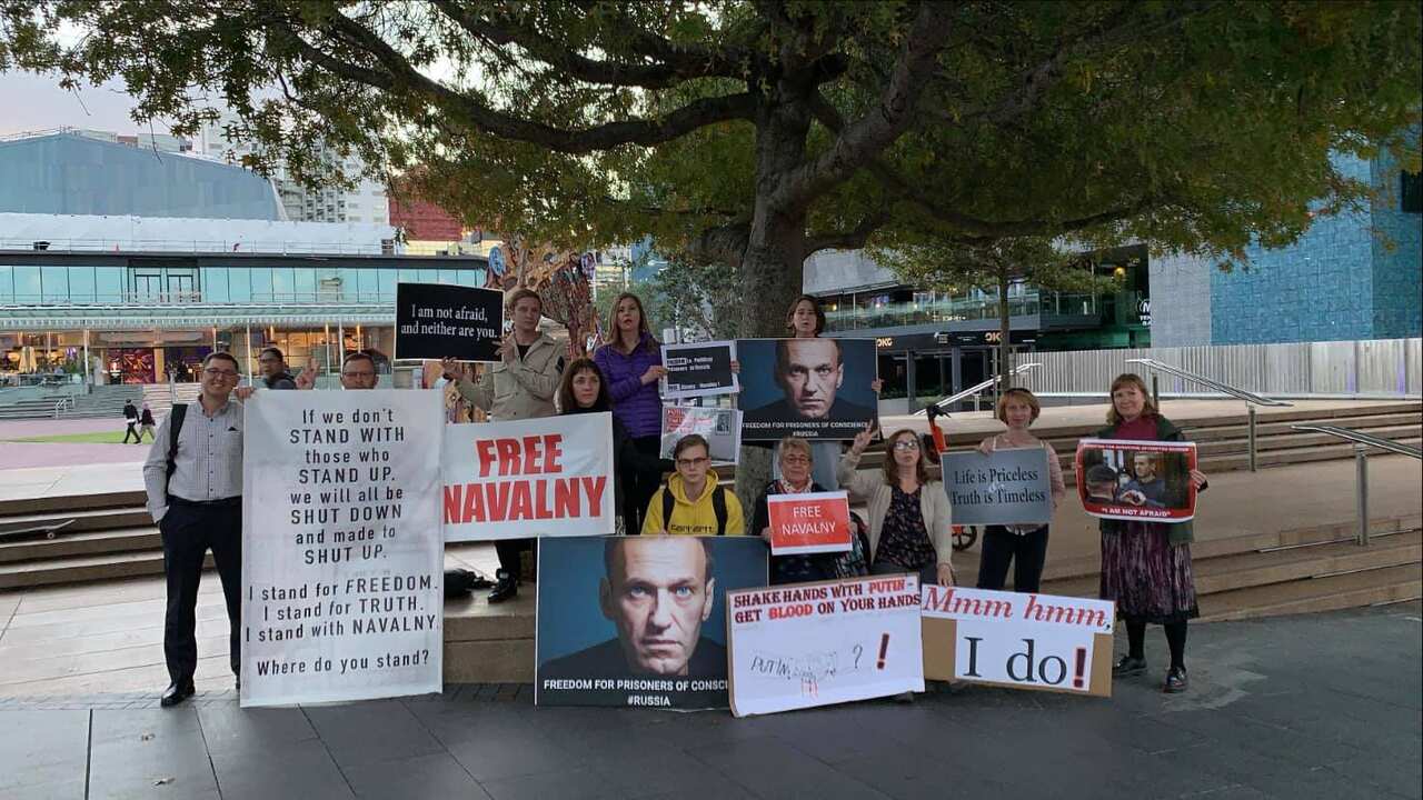 Protests in support of Alexei Navalny in Aukland