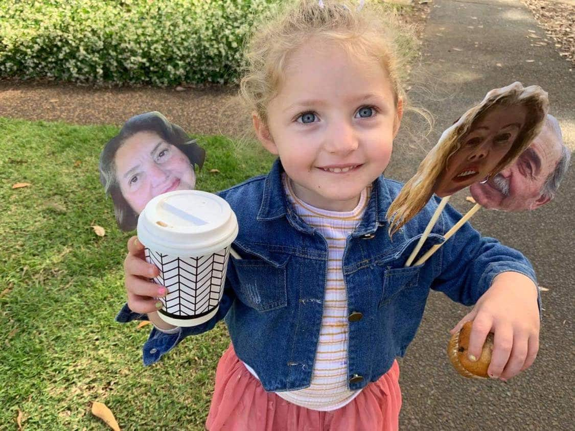 Alice with photos of her grandparents on Nonni's Day