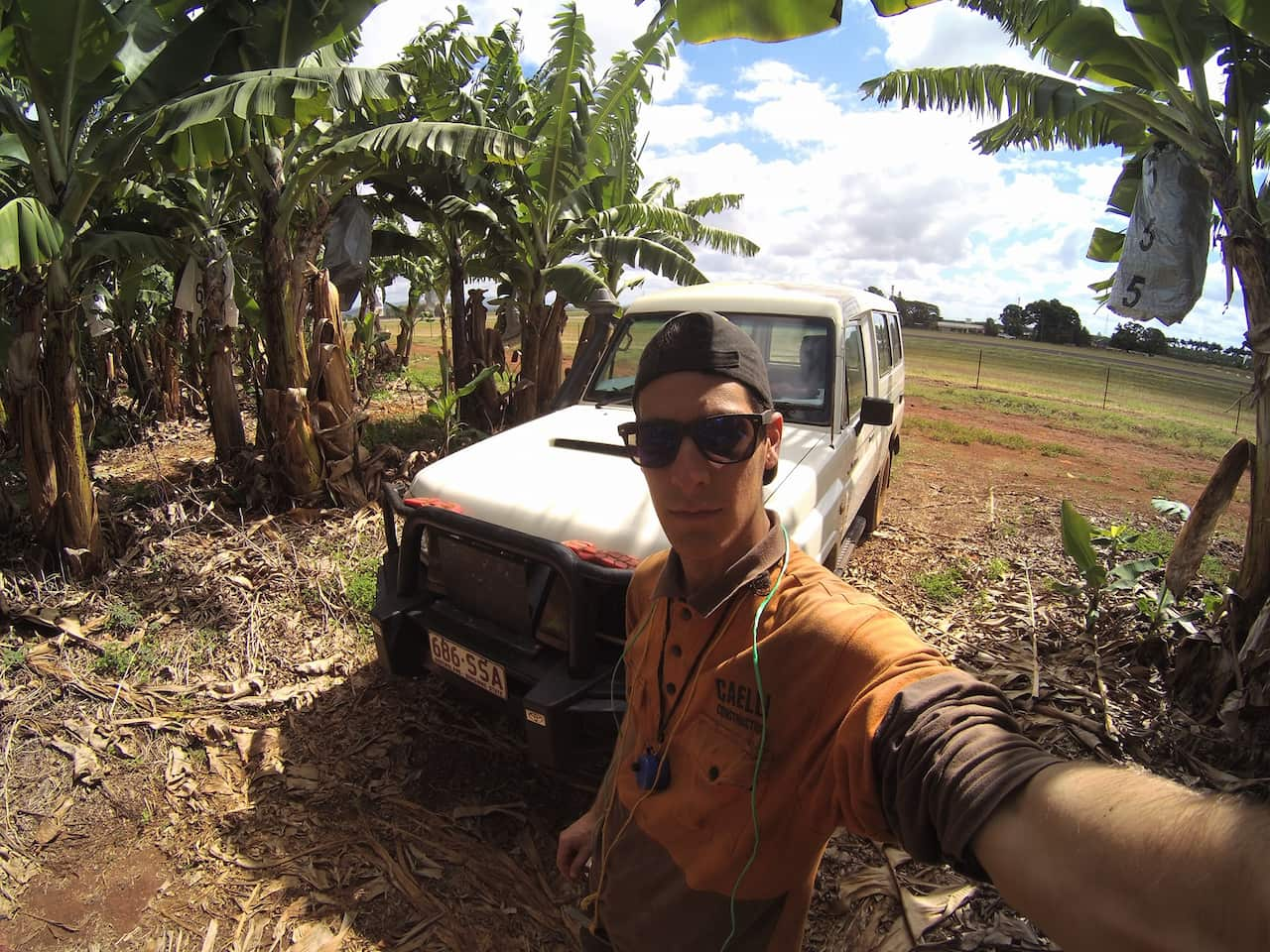 Alessandro driving his 4wd in a banana farm