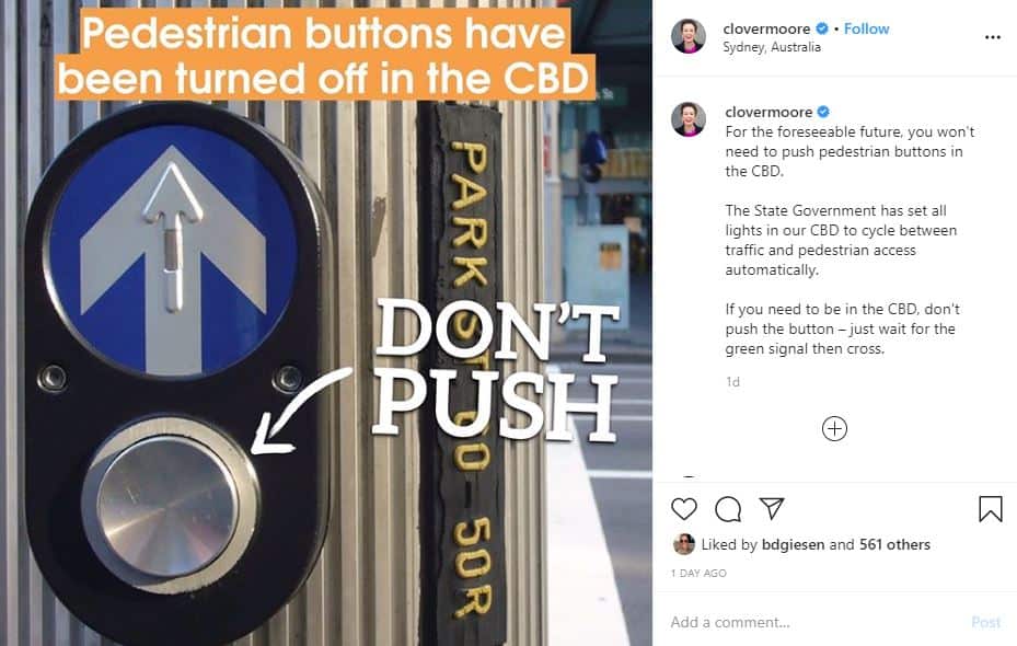 悉尼市长Moore的Instagram页面