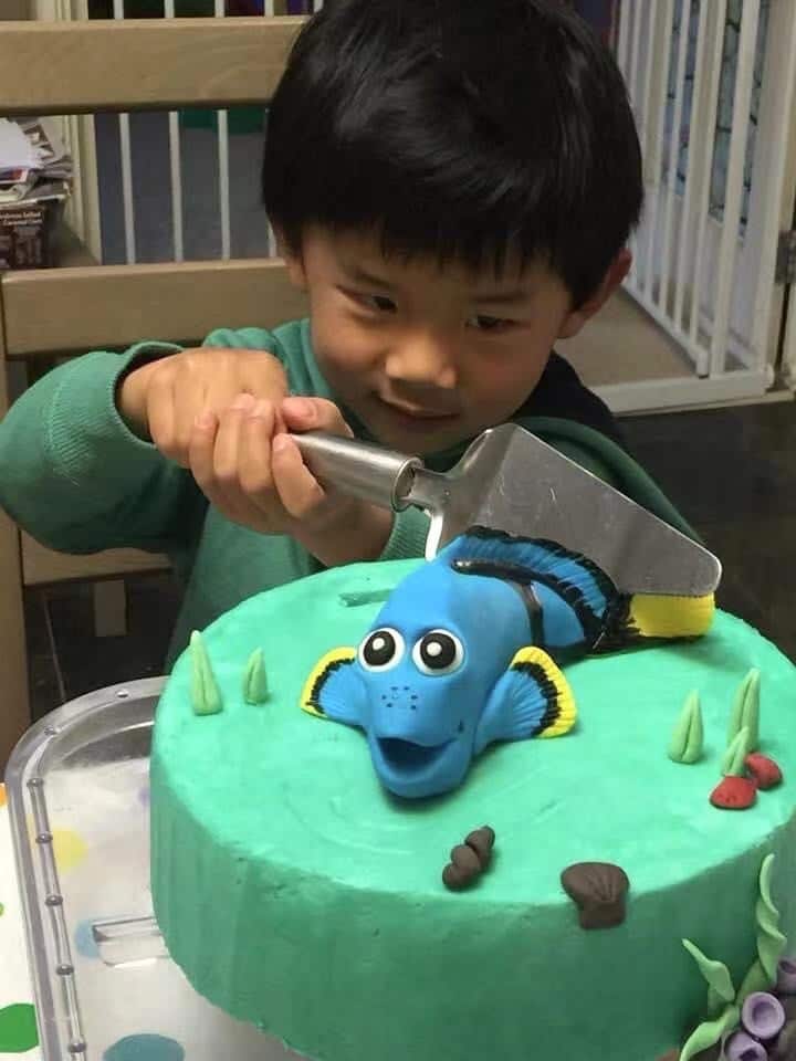 The child who received a free birthday cake from Ms Qu