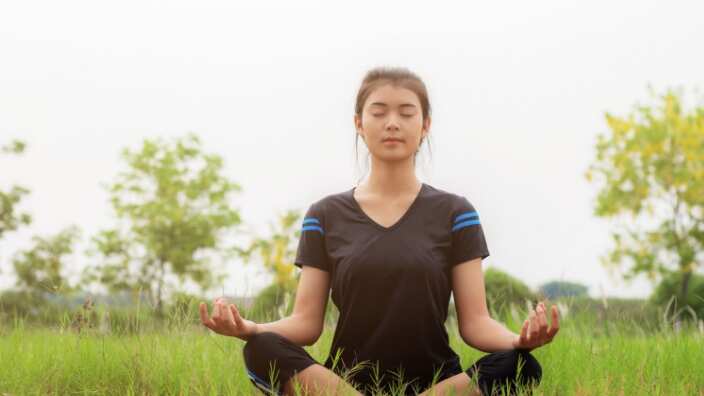 girl is meditating