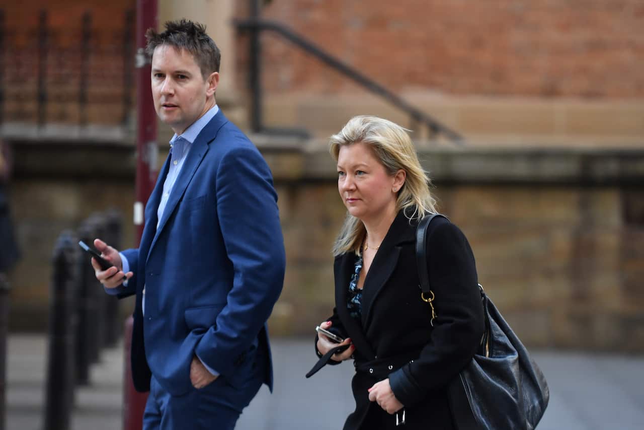Sydney Morning Herald executive editor James Chessell and editor Lisa Davies arrive at the Federal Court in Sydney on Monday, 7 June, 2021.