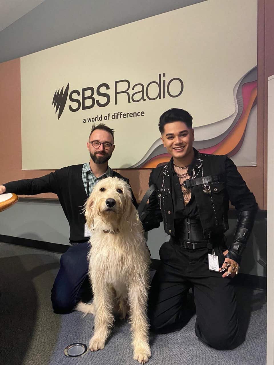 Sheldon Riley Federico Solchi and Patrick the Labradoodle