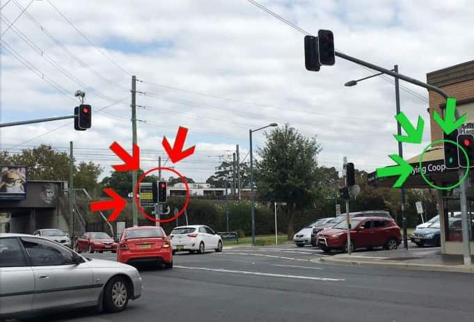 Cars turn from Sphinx Avenue onto Marvo Avenue.