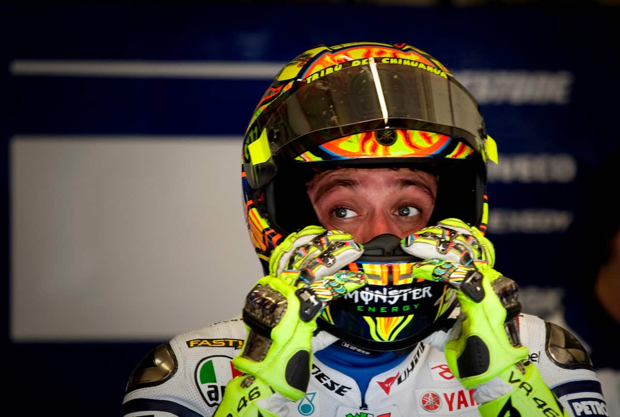 Valentino Rossi prima di una gara a Jerez de la Frontera nel 2010