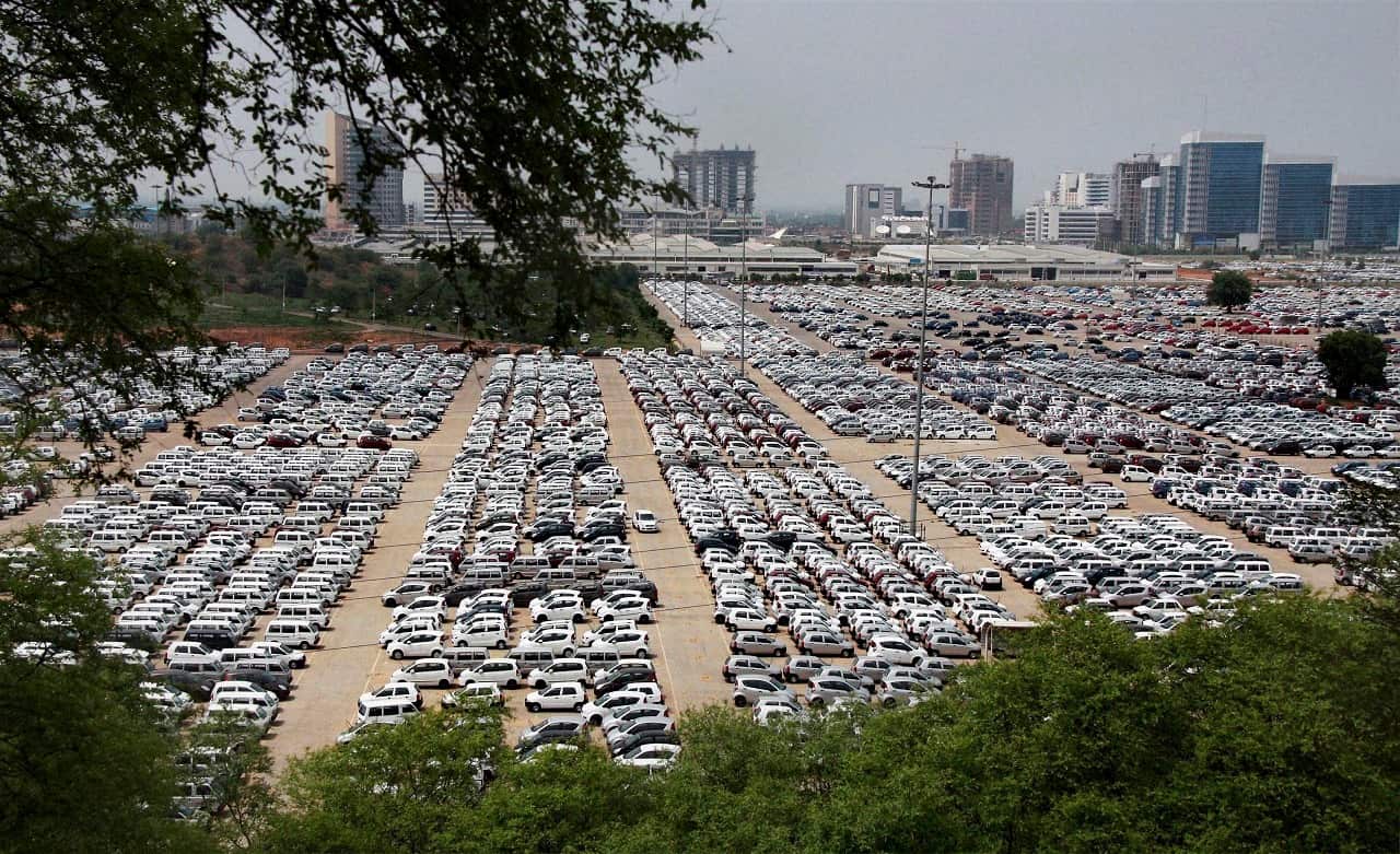 Maruti Suzuki cars parked at the company's stock yard at Manesar, near New Delhi, India.