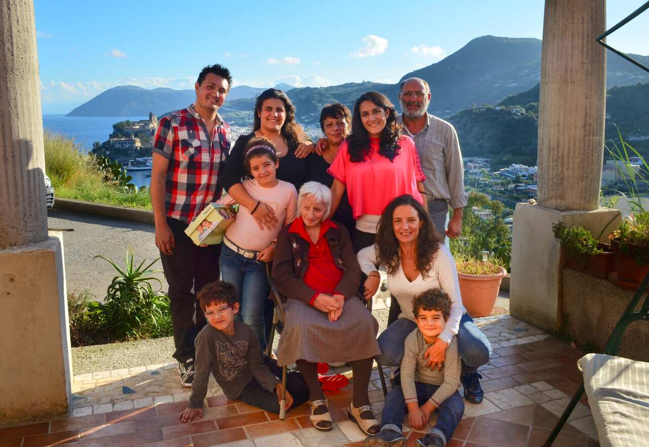 Michael Angelini's first visit in Lipari, with his grandfather's cousin and her family