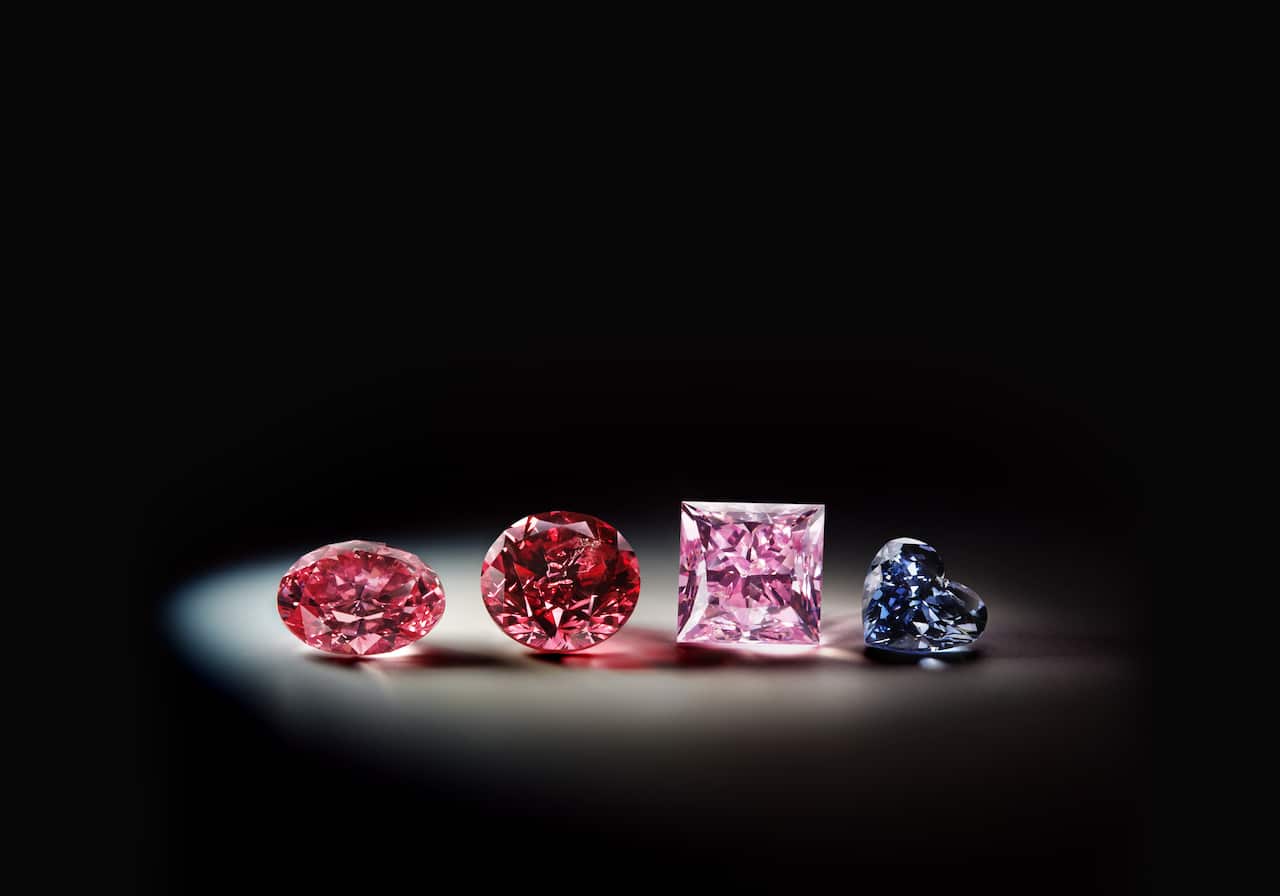 a collection of rare diamonds Argyle Pink Diamonds.