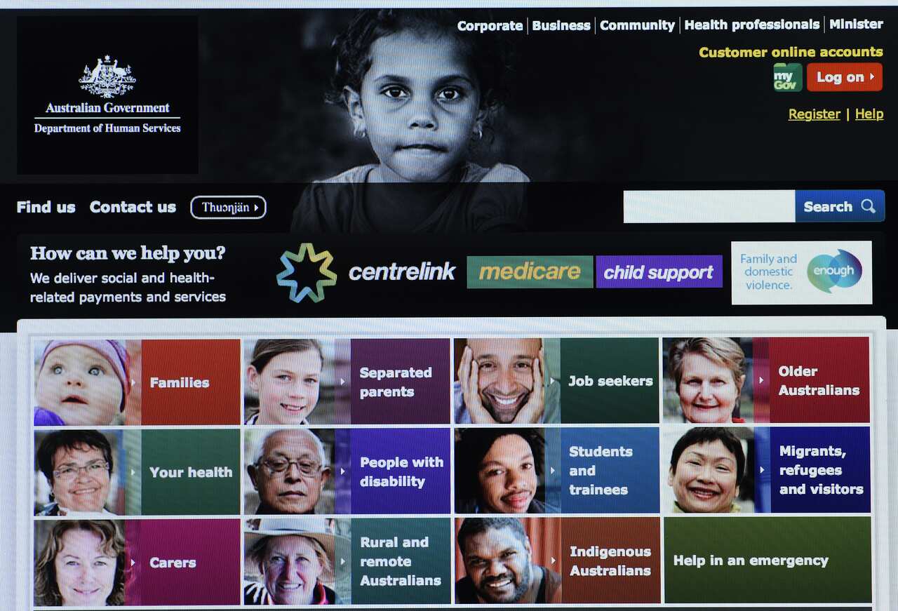 Generic image taken from the Australian Government's Department of Human Services website, Monday, Jan. 30, 2017. (AAP Image/Dave Hunt) NO ARCHIVING