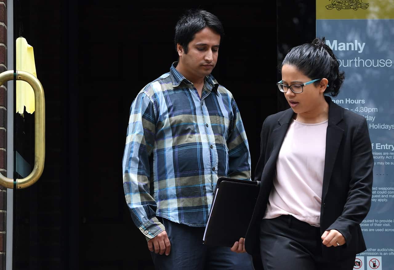 Prakash Paudyal (left) leaves Manly Local Court in Sydney, Tuesday, December 18, 2018.