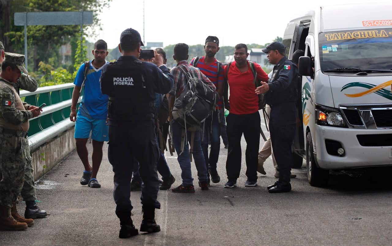 Migrants from India detained at checkpoint, Chiapas state, Mexico, June 10, 2019.