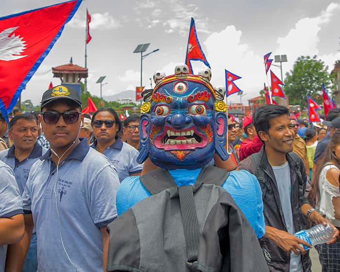 Members of the Nepalese indigenous Newar community stage a protest rally against the Guthi Bill in Kathmandu, Nepal, 19 June 2019.