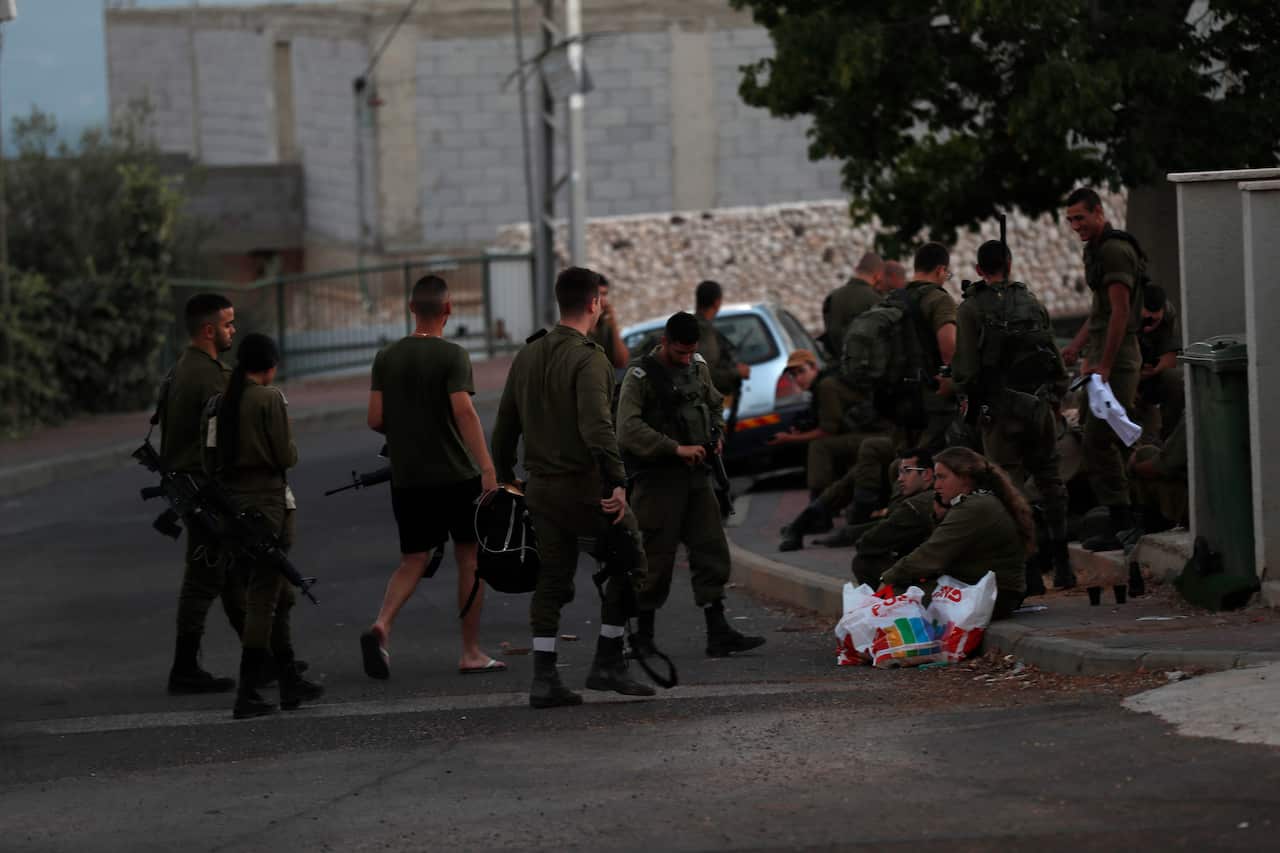 Israeli soldiers gathering in the Israeli village of Avivim, 01 September 2019. According to reports, tension between Israel and Lebanese militant group Hezbollah continues to escalate since last week following strikes on targets in Syria and Israeli dro