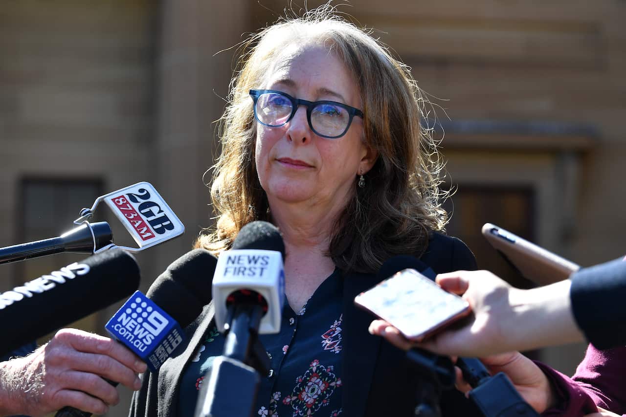 Tess Knight, the mother of Samantha Knight, speaks to media outside the NSW Supreme Court in Sydney