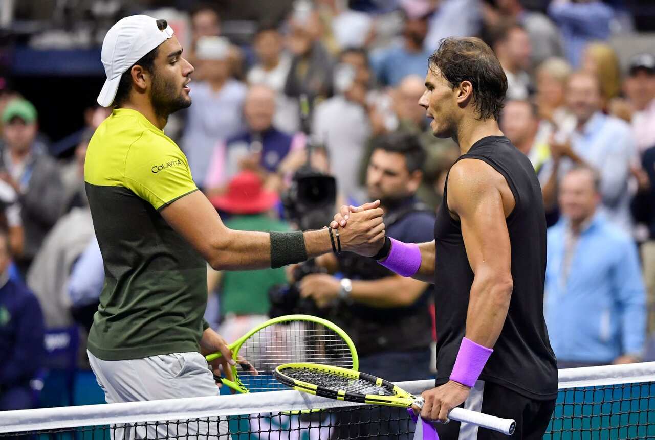 Matteo con Rafa Nadal dopo la semifinale di New York