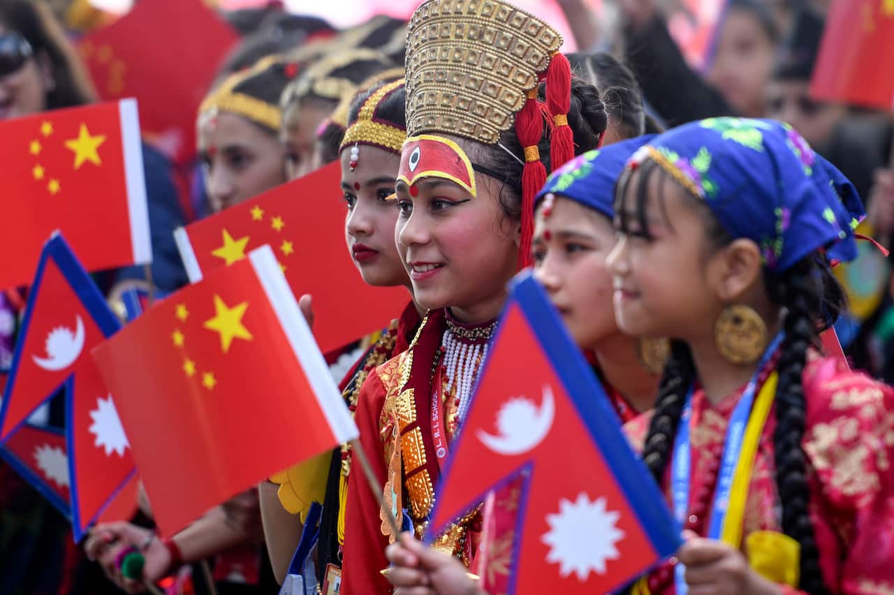 , in Kathmandu, Nepal, 13 October 2019. Xi was on a two-day visit to Nepal. EPA/PRAKASH MATHEMA / POOL