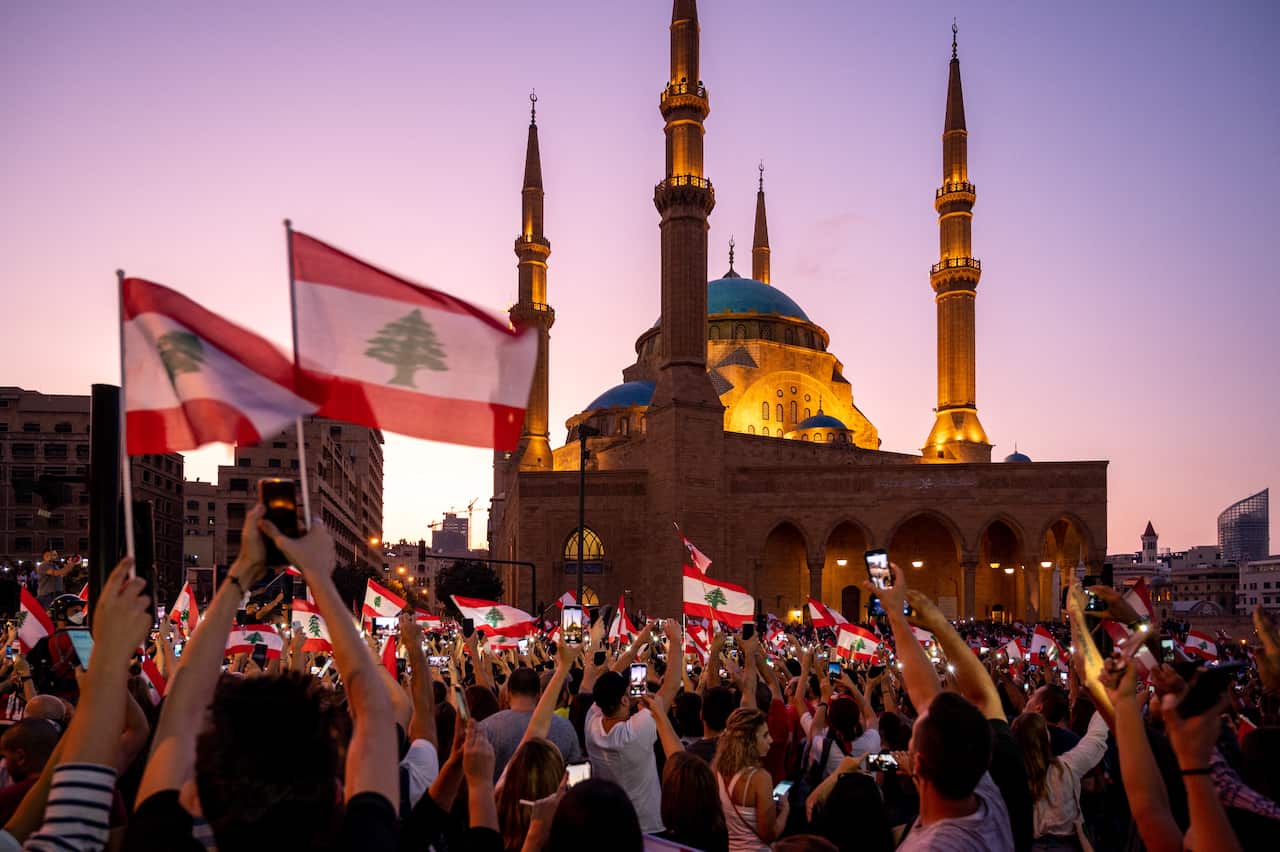 Atmosphere during various protests that took place Downtown and facing the Serail or the government palace in Beirut, Lebanon on October 19, 2019. It is the third day of protests that began after a government decision to tax calls made on WhatsApp and oth