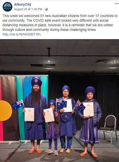 A screenshot from AlburyCity's Facebook Page.