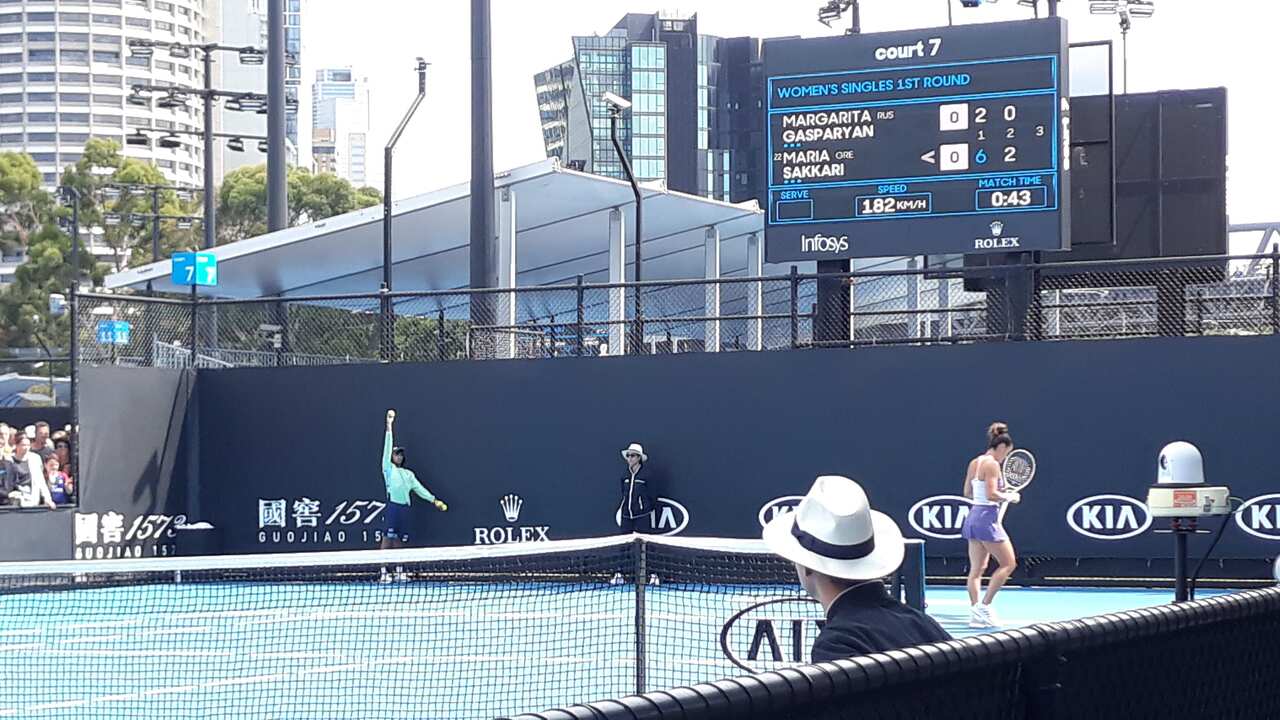 At Maria's Sakkari's 1st round game. 