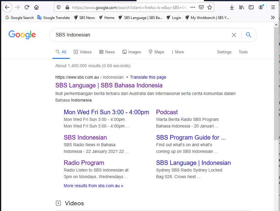 Google search - SBS Indonesian