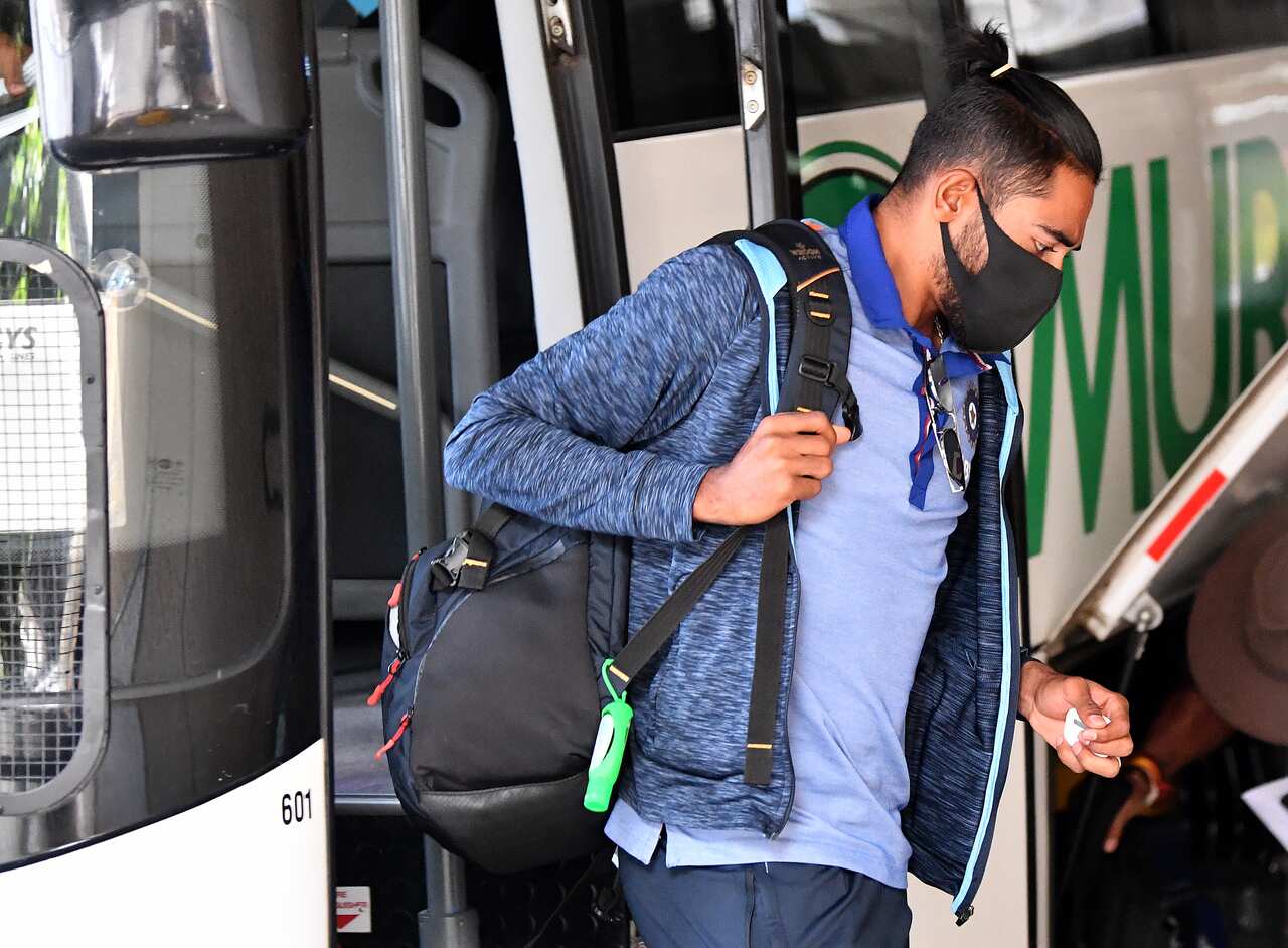 Mohammed Siraj of India is seen arriving at the Sofitel Hotel in Brisbane