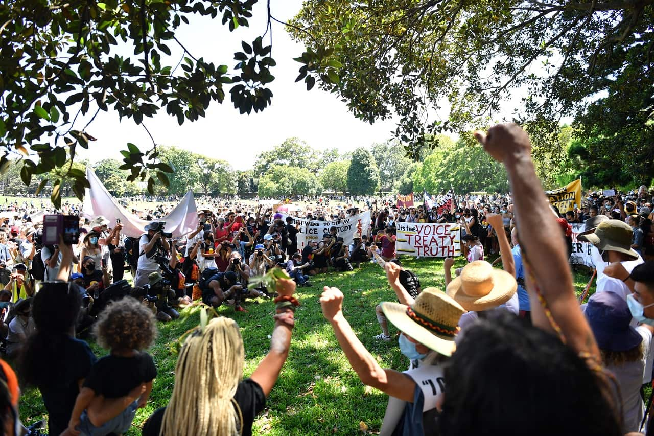 Australia Day 2021 has been marked by debates about changing the date or abolishing the holiday. The Domain, Sydney, Jan 26th 2021.