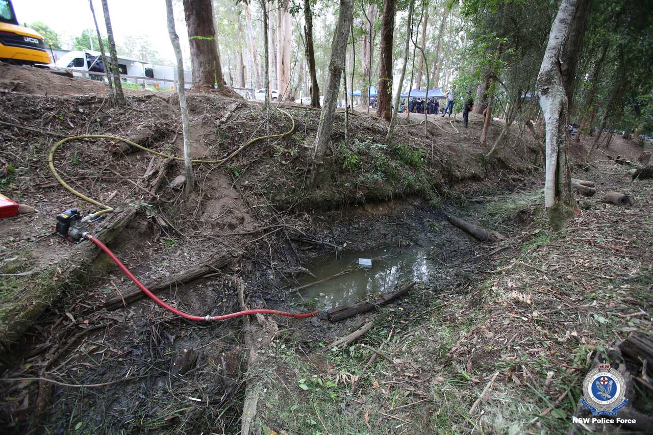 A supplied image shows the NSW Police search operation in Kendall, mid north coast of NSW, Friday, November 19, 2021. Police have combed bushland and drained a creek on the fifth day of a renewed search for the remains of missing three-year-old William Ty