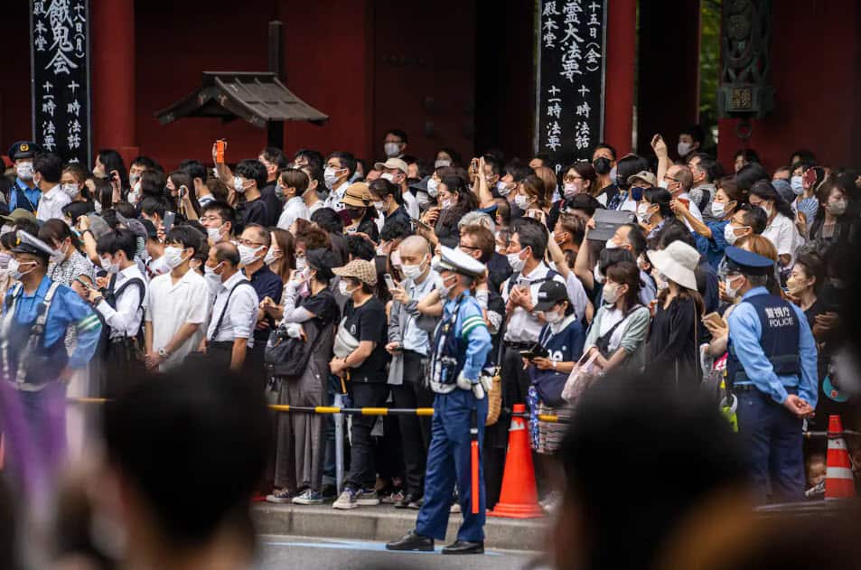 Thousands of people gathered in Tokyo on Tuesday to pay their final respects to former Japanese Prime Minister Shinzo Abe, who was assassinated by a gunman during an election campaign event last week.