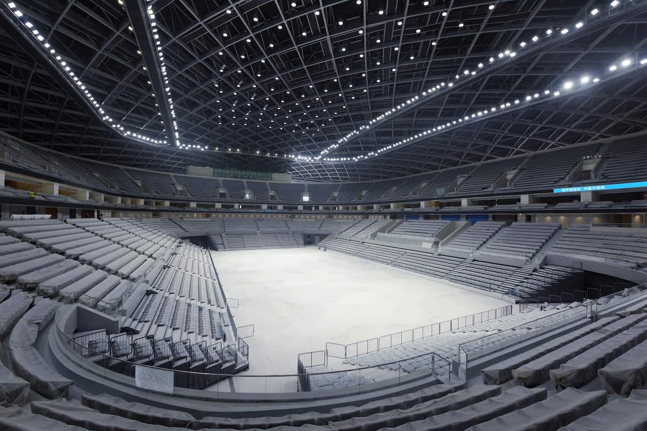 An interior view of the main stadium of hangzhou Olympic Sports Center in Hangzhou