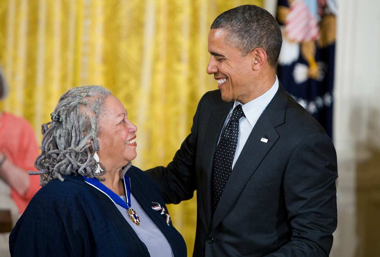 President Barack Obama awards the Presidential Medal of Freedom to Toni Morrison.