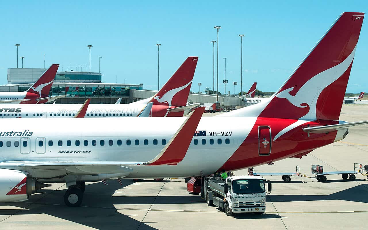 Qantas aircraft are seen at Brisbane's Airports north terminal in Brisbane.