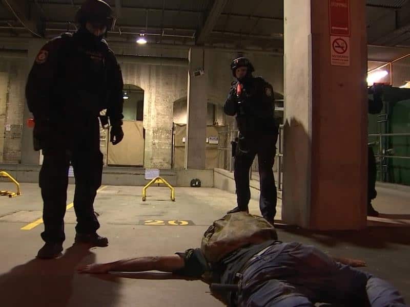 Police conduct a simulated terror exercise at Sydney.