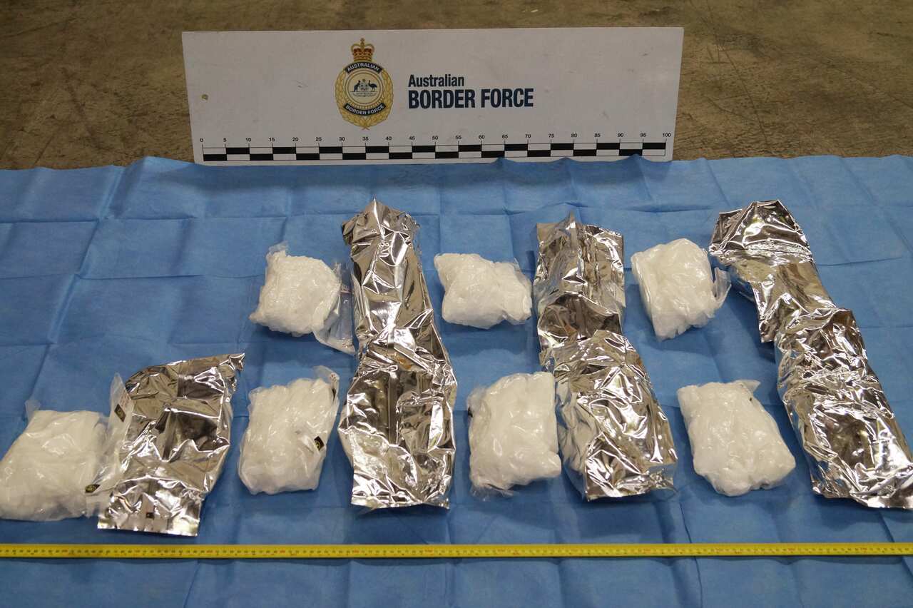 Some of the 500 packages of methylamphetamine that were seized at the Sydney Container Examination Facility in June.