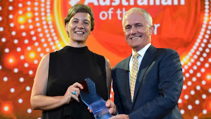 Prime Minister Malcolm Turnbull and 2018 Australian of the Year Professor Michelle Simmons