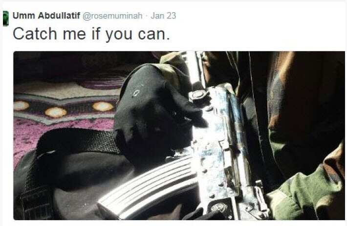 An account linked to Zehra Duman tweeted "catch me if you can" in 2015. It has since been suspended.