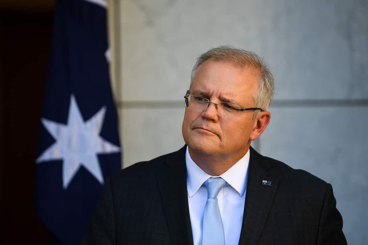 Australian Prime Minister Scott Morrison speaks to the media during a press conference at Parliament House in Canberra, Thursday, March 19, 2020. (AAP Image/Lukas Coch) NO ARCHIVING