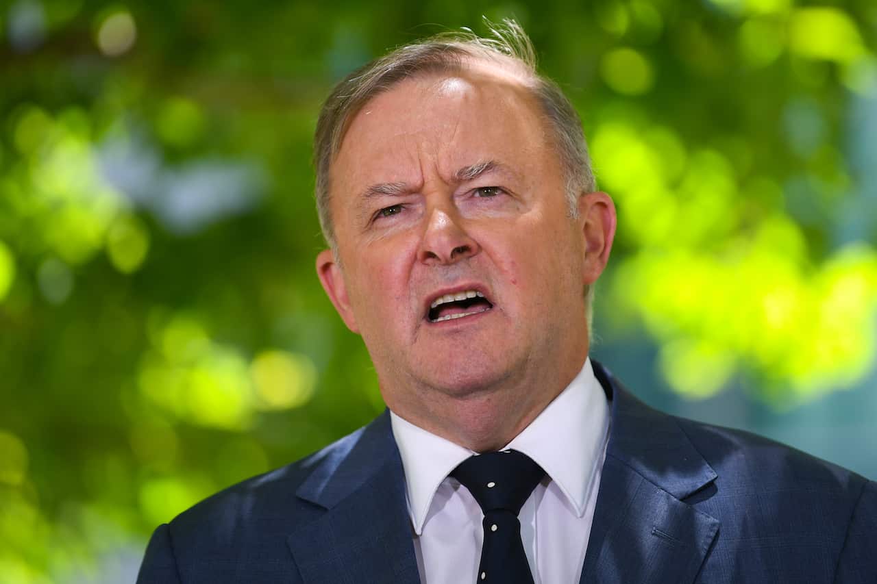 Australian Opposition Leader Anthony Albanese speaks to the media during a press conference at Parliament House in Canberra, Wednesday, December 9, 2020. (AAP Image/Lukas Coch) NO ARCHIVING