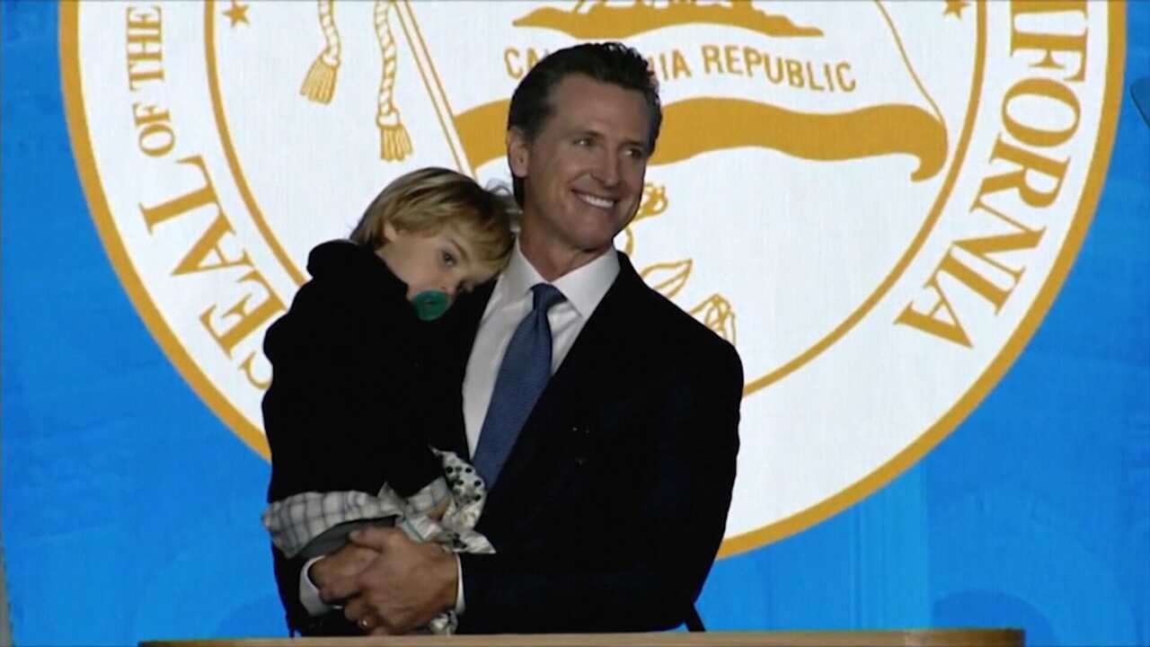 California Governor Gavin Newsom and his son.