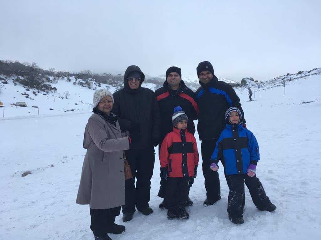 Happier times: Maninder and Shail Mehta with their parents and their sons. 