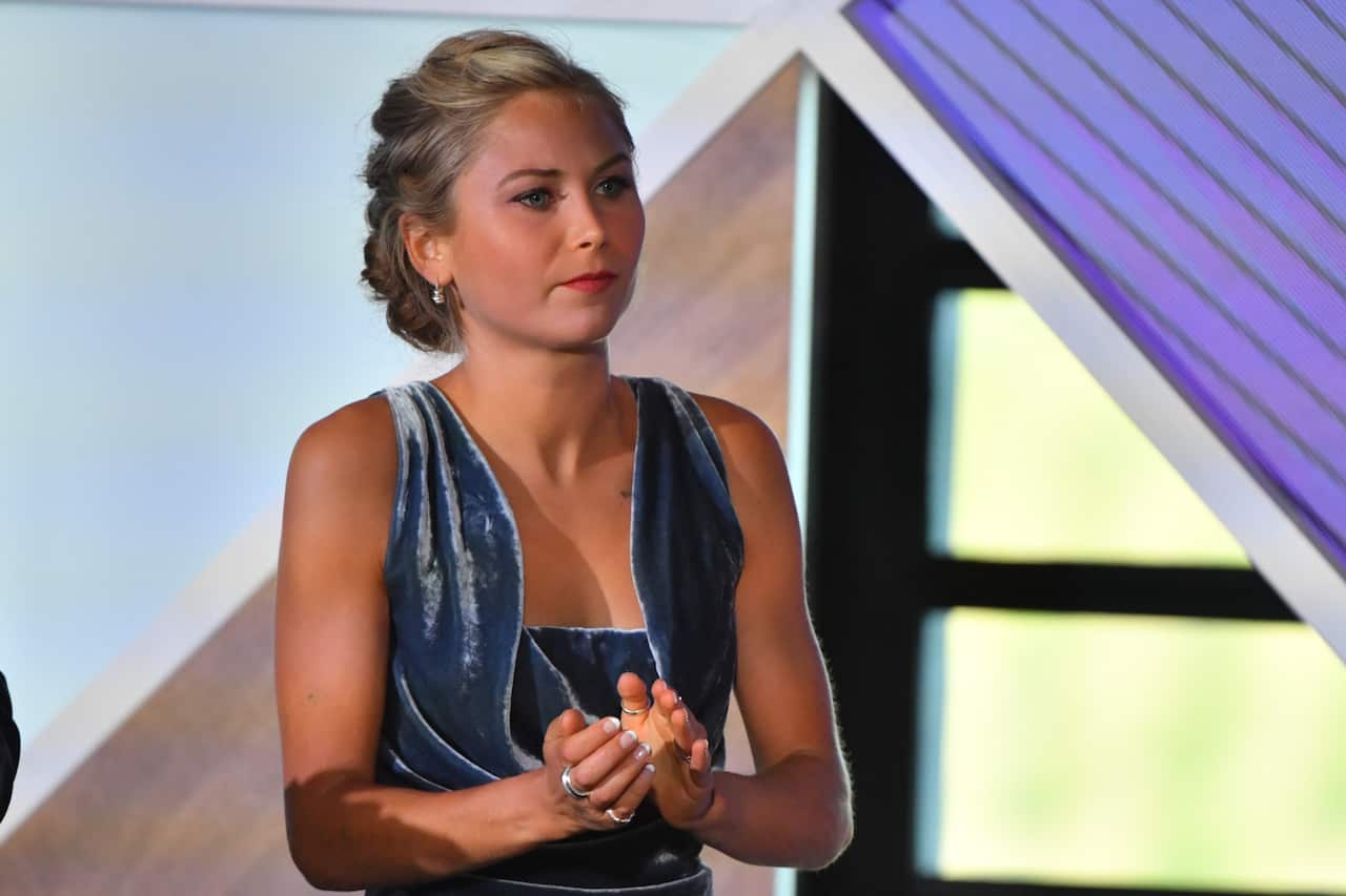 Tasmania’s 2021 Australian of the Year Grace Tame during the 2021 Australian of the Year Awards, Monday, January 25, 2021.