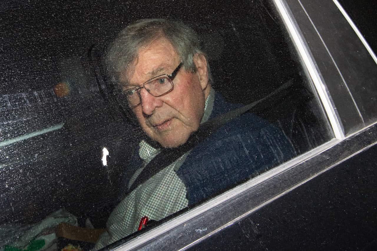 Cardinal George Pell arrives at the Seminary Of The Good Shepherd in Sydney, Wednesday, April 8, 2020. After 405 days behind bars, Cardinal Pell was acquitted of child sex abuse convictions. (AAP Image/Bianca De Marchi) NO ARCHIVING