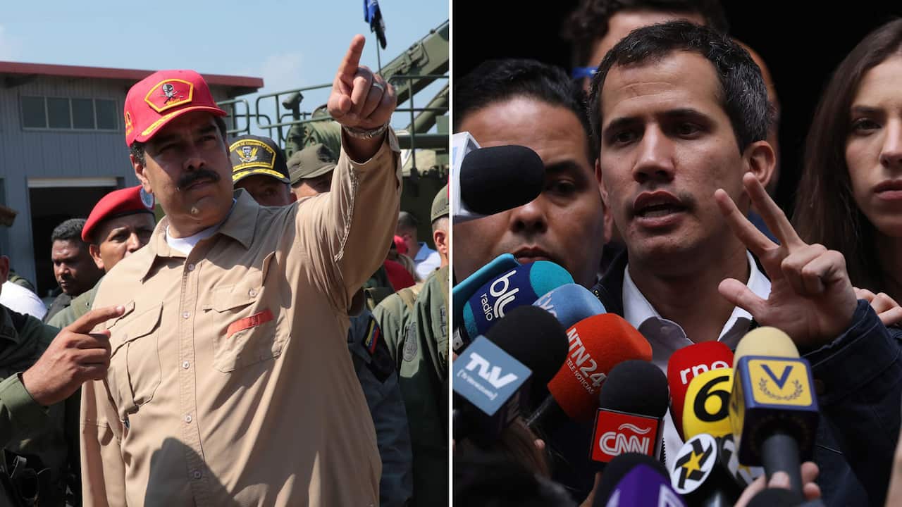 Venezuelan President Nicolas Maduro is clinging to power as rival Juan Guaido gathers international support.