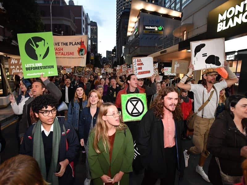 Anti-Adani coal mine protestors in Brisbane.