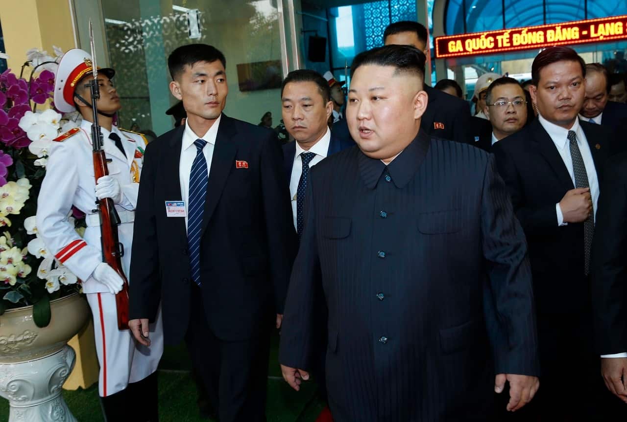 Kim Jong-un leaves the railway station.
