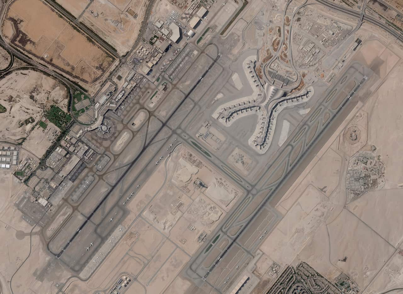 An aerial shot of Abu Dhabi International Airport on 8 December, 2021.