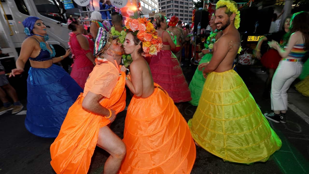 Participants at the annual Gay and Lesbian Mardi Gras in Sydney.