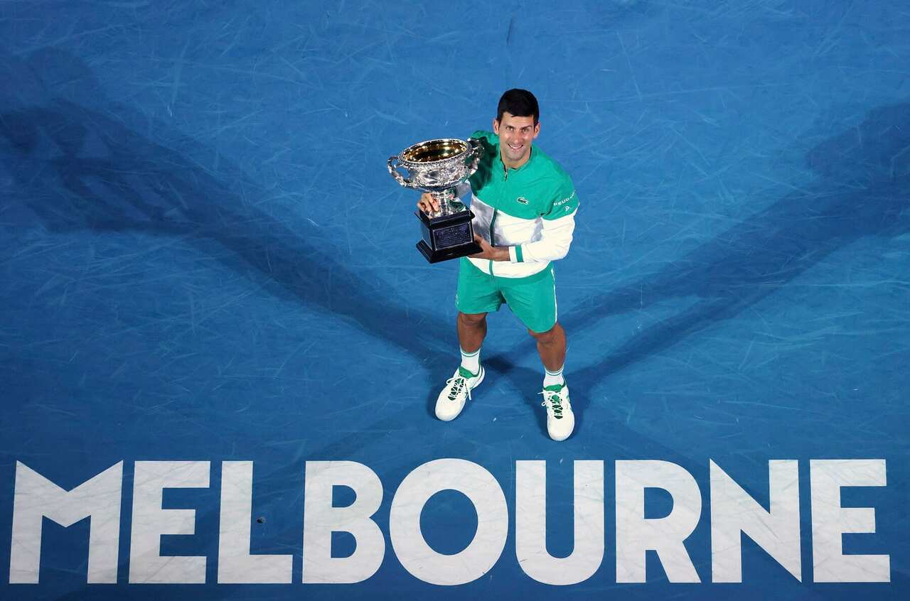 Serbia's Novak Djokovic in Melbourne in February 2021