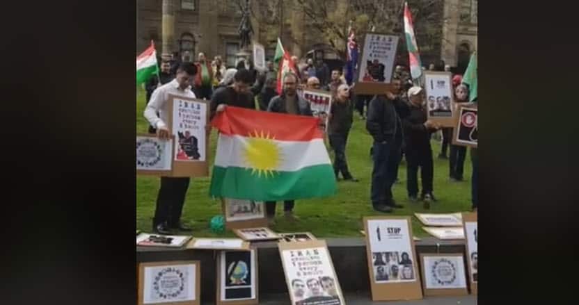 members of Kurdish community in Melbourne at protest against Iran