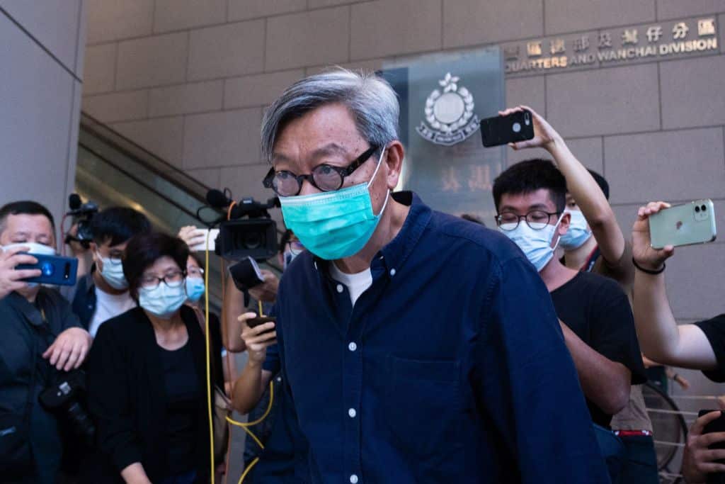 Fung Wai-kong, managing editor and chief opinion writer for shuttered pro-democracy newspaper Apple Daily's English website, after being released on bail.